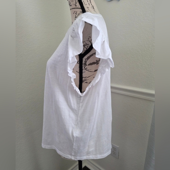 White Ruffle Sleeve Top - Picture 4 of 6